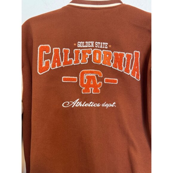 Forever 21 Varsity Jacket Women S Brown & Cream - Picture 4 of 13